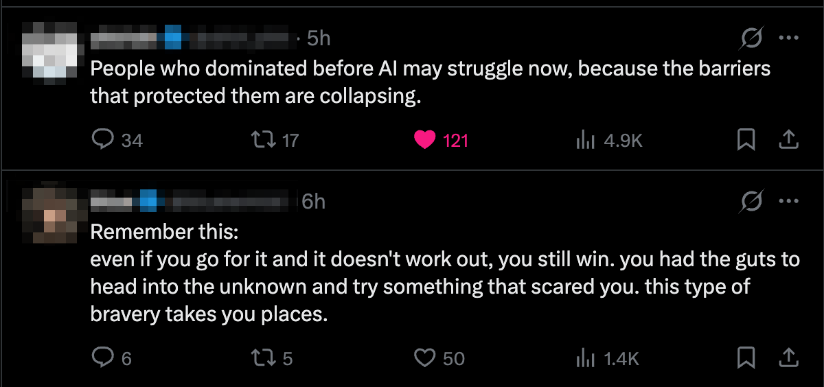 Plain X feed — no way to see which posts you've already replied to